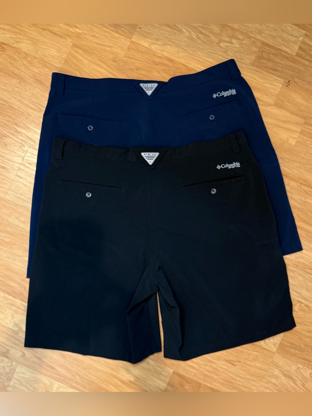 Columbia PFG Mens Performance Fishing Shorts Sz 42 Navy Blue & Black LOT of 2